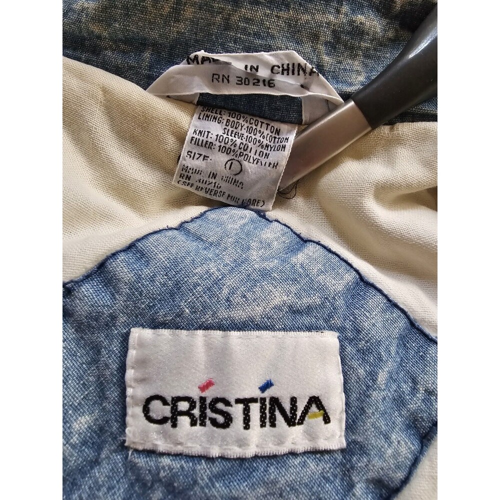 Vintage Cristina Coat Womens Acid Washed Full Zip Denim Coat Size Large - Picture 5 of 13